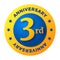 Third Anniversary badge, gold celebration label