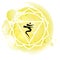 Third chakra manipura over yellow watercolor background