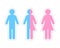 Third gender and sex concept made of half male and half female pictogram