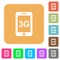 Third gereration mobile network rounded square flat icons