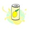 Thirst-Quenching Elegance: Hand-Drawn Vector of Lemonade Soda Can, Perfect for Advertising Creatives