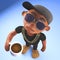 Thirsty black hiphop rapper drinking coffee from a mug, 3d illustration