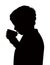A thirsty boydrinling water, silhouette vector