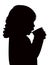 A thirsty girl drinling water, silhouette vector