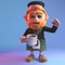 Thirsty Scottish man in kilt drinks a cup of tea, 3d illustration