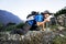 Thirsty tourist hiker in india mountains