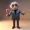 Thirsty vampire dracula monster in 3d drinking a delicious red wine from a wine glass, 3d illustration