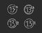 Thirteenth logotype variants, thirteen vector sign, 13th icon set