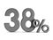 Thirty eight percent on white background. Isolated 3D illustrati