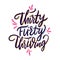 Thirty Flirty Thriving. Hand drawn vector lettering. Motivational inspirational quote
