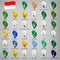 Thirty four flags the Provinces of Indonesia -  alphabetical order with name.  Set of 3D geolocation signs like flags Provinces of