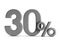 Thirty percent on white background. Isolated 3D illustration