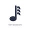 thirty second note icon on white background. Simple element illustration from music and media concept