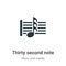 Thirty second note vector icon on white background. Flat vector thirty second note icon symbol sign from modern music and media