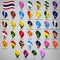 Thirty seven flags the Provinces of Thailand  -  alphabetical order with name.  Set of 3d geolocation signs