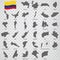 Thirty three Maps of departments Colombia - alphabetical order with name. Every single map of state are listed and isolated with w