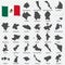 Thirty two Maps United Mexican States - alphabetical order with name. Every single map of state are listed and isolated with wordi