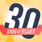 Thirty years anniversary banner. 30th anniversary logo. Vector illustration.