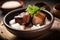 Thit Kho - a braised pork Vietnamese dish served with rice, flavored with fish sauce, AI generative