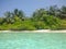 Thoddoo Alif Alif Atoll, Maldives - February 12, 2017: View of the beautiful sandy Bikini Beach, azure water and palm trees on