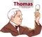 Thomas Alva Edison is Holding Lamp in His Hand stock illustration