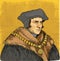 Thomas More portrait in line art illustration, vector