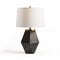 Thomas Table Lamp - Black And White Linen Shade - Rustic Charm