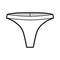 Thong underwear technical fashion illustration with elastic waistband, narrow strip. Flat tanga Underpants lingerie