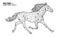 A thoroughbred sport trotter. The horse is trotting. Equestrian sport. Vector illustration