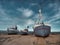 Thorupstrand cutters fishing vessels for traditional fishery at the North Sea coast in Denmark