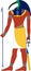 Thot antient egyptian diety, God of wisdom, magic, art, science . Man with the head of ibis holding Ankh symbol of life for colori