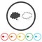 Thought clouds icons. Set icons in color circle buttons