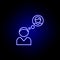 thought friendship outline blue neon icon. Elements of friendship line icon. Signs, symbols and vectors can be used for web, logo