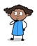 Thought - Retro Black Office Girl Cartoon Vector Illustration