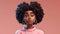 Thoughtful Black Cartoon Woman With Curly Hair. Generative AI