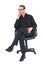 Thoughtful businessman sitting on a swivel chair