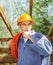 Thoughtful Construction Worker With Hand On Chin