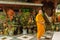 Thoughtful, contemplative monk in the shrine.