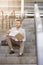 Thoughtful gentleman with documents stock photo