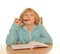 Thoughtful girl sitting at desk