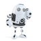 Thoughtful handsome robot. . Contains clipping path