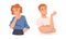 Thoughtful Man and Woman Character Scratching Head Thinking and Considering Something Vector Set