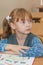 Thoughtful schoolgirl in classroom