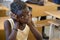 Thoughtful schoolgirl in Namibia