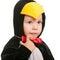 Thoughtful toddler in a penguin carnival suit