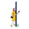 Thoughtless Female Character Bump into Pole on Street while using Smartphone. Human Carelessness