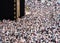 Thousand of pilgrims make an anti clockwise rotation around Kaaba.