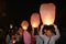 Thousands of lanterns Flown At Night