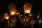 Thousands of lanterns Flown At Night