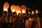 Thousands of lanterns Flown At Night